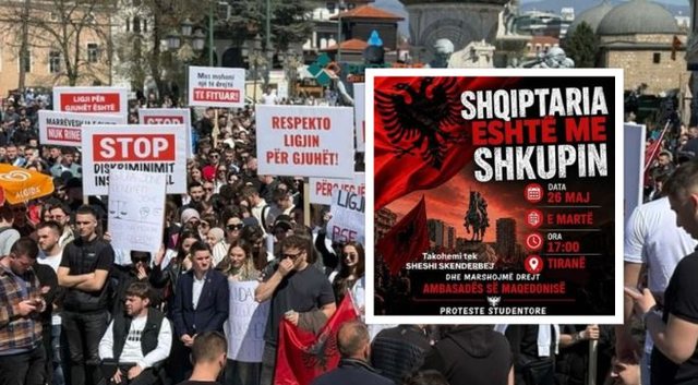 “Shqiptaria është me Shkupin”/ Studentët njoftojnë protestë në Tiranë: Marshojmë drejt Ambasadës së Maqedonisë së Veriut