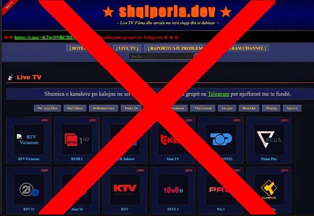 AMA godet piraterinë online, bllokohet një tjetër platformë që ritransmetonte kanale pa licencë