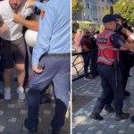 Goditi me grusht protestuesin gjatë tubimit, pezullohet nga detyra efektivi i “Shqiponjave”