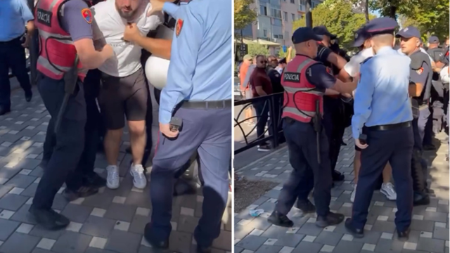 Goditi me grusht protestuesin gjatë tubimit, pezullohet nga detyra efektivi i “Shqiponjave”
